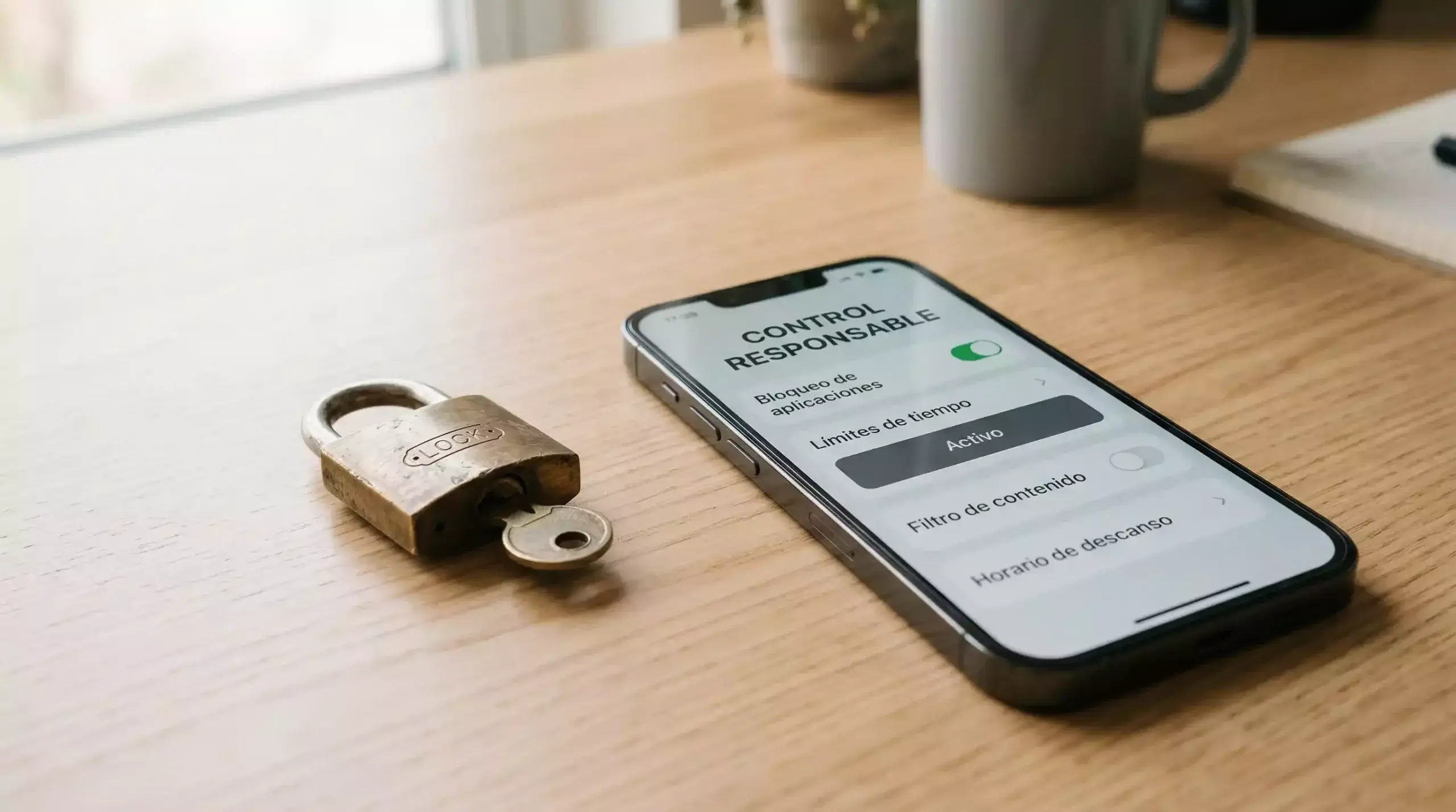 Candado de seguridad junto a un teléfono móvil con la pantalla de configuración de límites de apuestas