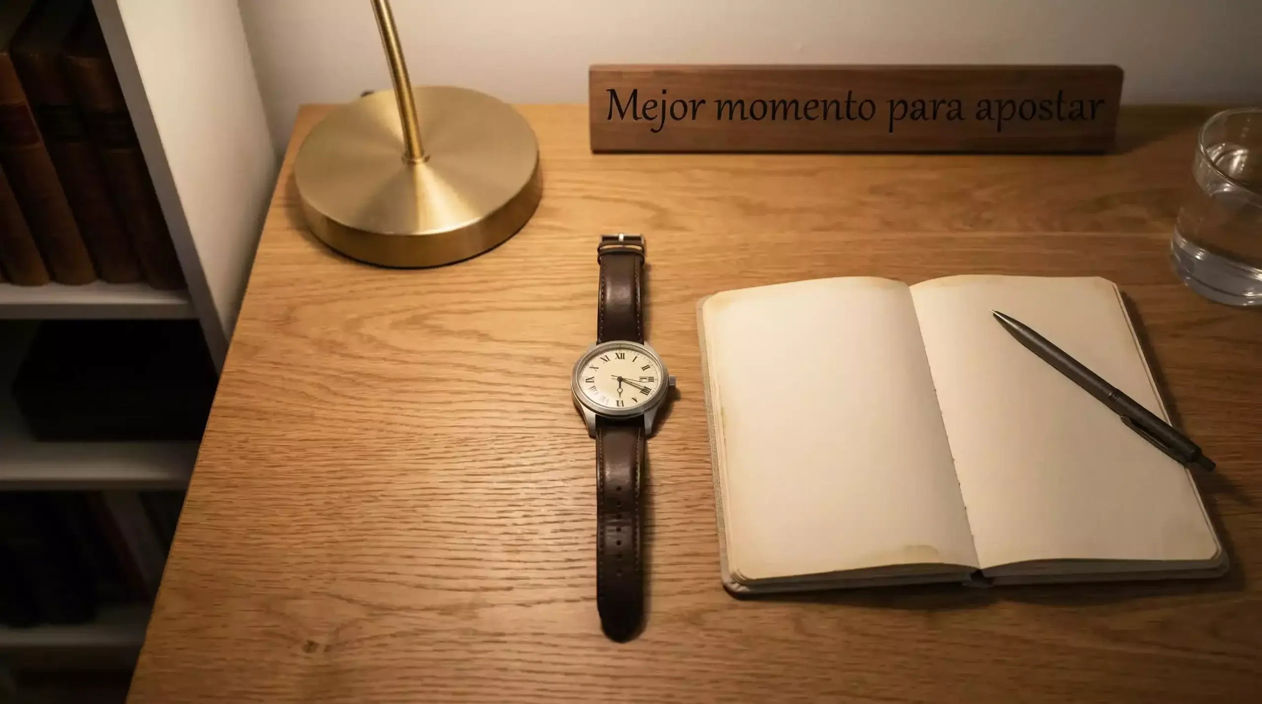 Calendario deportivo con fechas de la Champions League marcadas sobre un escritorio con un reloj